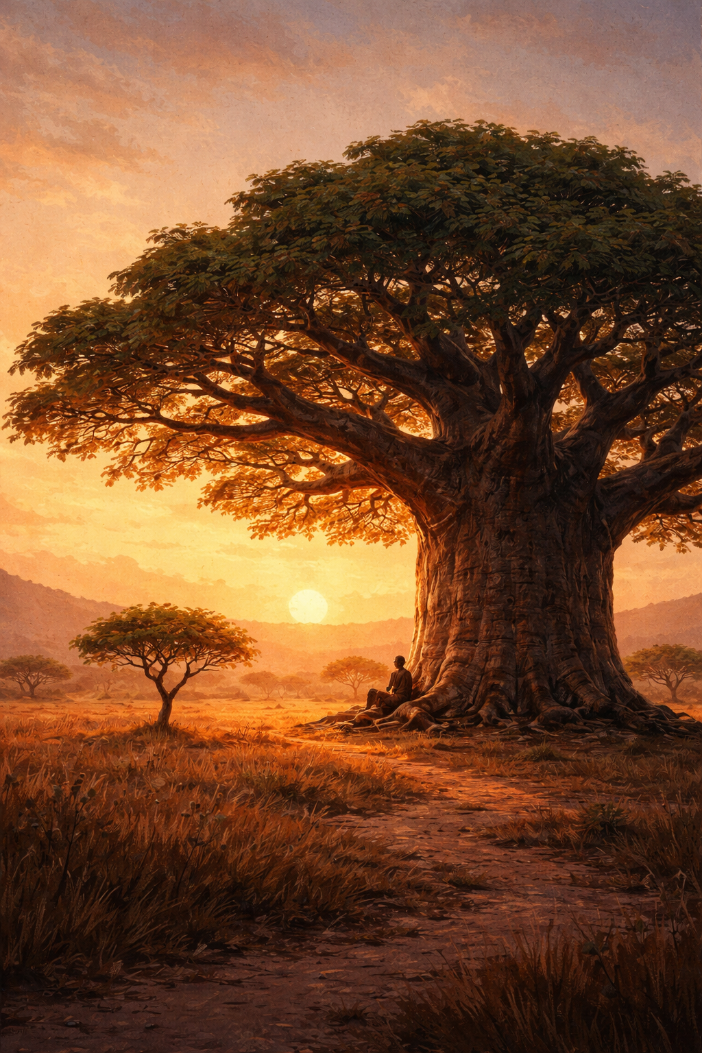Árbol baobab al atardecer